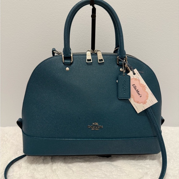 Coach Handbags - Coach Sierra Teal Blue Glitter Dome Satchel EUC